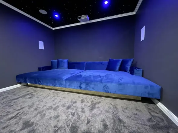 Blue velvet cinema lounge bed